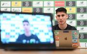 6 October 2020; Callum O’Dowda during a Republic of Ireland virtual press conference with media at their team hotel in Castleknock, Dublin. Photo by Stephen McCarthy/Sportsfile