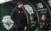 5 October 2020; James McClean, right, speaking with Ruaidhri Higgins and Alan Kelly during a Republic of Ireland training session at the FAI National Training Centre in Abbotstown, Dublin. Photo by Stephen McCarthy/Sportsfile