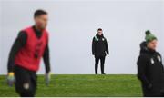 5 October 2020; Kieran Crowley, FAI communications executive, watches on during a Republic of Ireland training session at the FAI National Training Centre in Abbotstown, Dublin. Photo by Stephen McCarthy/Sportsfile