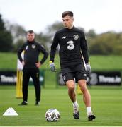 6 October 2020; Jayson Molumby, watched by manager Stephen Kenny, during a Republic of Ireland training session at the FAI National Training Centre in Abbotstown, Dublin. Photo by Stephen McCarthy/Sportsfile
