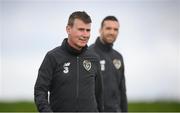 6 October 2020; Republic of Ireland manager Stephen Kenny and Shane Duffy during a Republic of Ireland training session at the FAI National Training Centre in Abbotstown, Dublin. Photo by Stephen McCarthy/Sportsfile
