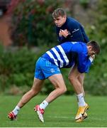 6 October 2020; Garry Ringrose, right, and Ross Byrne during Leinster Rugby squad training at UCD in Dublin. Photo by Brendan Moran/Sportsfile