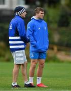 6 October 2020; Jordan Larmour, right, with backs coach Felipe Contepomi during Leinster Rugby squad training at UCD in Dublin. Photo by Brendan Moran/Sportsfile