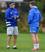 6 October 2020; Backs coach Felipe Contepomi, left, and  Jordan Larmour during Leinster Rugby squad training at UCD in Dublin. Photo by Brendan Moran/Sportsfile
