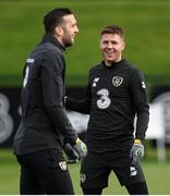 6 October 2020; James McCarthy, right and Shane Duffy during a Republic of Ireland training session at the FAI National Training Centre in Abbotstown, Dublin. Photo by Stephen McCarthy/Sportsfile