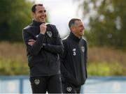 6 October 2020; Assistant manager John O'Shea with manager Jim Crawford during a Republic of Ireland U21's training session at Johnstown House in Meath. Photo by Matt Browne/Sportsfile