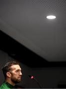 7 October 2020; Shane Duffy during a Republic of Ireland press conference at Tehelné pole in Bratislava, Slovakia. Photo by Stephen McCarthy/Sportsfile