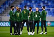 8 October 2020; Republic of Ireland players, including Alan Browne, centre, and Derrick Williams, far left, inspect the pitch ahead of the UEFA EURO2020 Qualifying Play-Off Semi-Final match between Slovakia and Republic of Ireland at Tehelné pole in Bratislava, Slovakia. Photo by Stephen McCarthy/Sportsfile