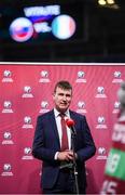 8 October 2020; Republic of Ireland manager Stephen Kenny is interviewed ahead of the UEFA EURO2020 Qualifying Play-Off Semi-Final match between Slovakia and Republic of Ireland at Tehelné pole in Bratislava, Slovakia. Photo by Stephen McCarthy/Sportsfile
