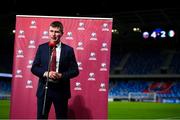 8 October 2020; Republic of Ireland manager Stephen Kenny is interviewed following defeat in the penalty-shootout of the UEFA EURO2020 Qualifying Play-Off Semi-Final match between Slovakia and Republic of Ireland at Tehelné pole in Bratislava, Slovakia. Photo by Stephen McCarthy/Sportsfile
