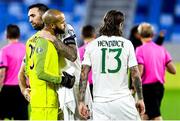 8 October 2020; Shane Duffy of Republic of Ireland consoles Darren Randolph following defeat in the penalty-shootout of the UEFA EURO2020 Qualifying Play-Off Semi-Final match between Slovakia and Republic of Ireland at Tehelné pole in Bratislava, Slovakia. Photo by Vid Ponikvar/Sportsfile