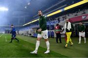 8 October 2020; Shane Duffy of Republic of Ireland walks out prior to the UEFA EURO2020 Qualifying Play-Off Semi-Final match between Slovakia and Republic of Ireland at Tehelné pole in Bratislava, Slovakia. Photo by Stephen McCarthy/Sportsfile