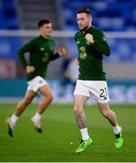 8 October 2020; Jack Byrne of Republic of Ireland warms up prior to the UEFA EURO2020 Qualifying Play-Off Semi-Final match between Slovakia and Republic of Ireland at Tehelné pole in Bratislava, Slovakia. Photo by Stephen McCarthy/Sportsfile