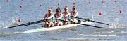9 October 2020; Ireland rowers, from left, Aifric Keogh, Eimear Lambe, Aileen Crowley and Fiona Murtagh on their way to finishing second in the Women's Four Heat, to qualify for the Repechage tomorrow, on day one of the 2020 European Rowing Championships in Poznan, Poland. Photo by Jakub Piasecki/Sportsfile