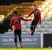9 October 2020; Danny Grant of Bohemians, right, celebrates with team-mate Andre Wright after scoring his side's second goal during the SSE Airtricity League Premier Division match between Bohemians and Cork City at Dalymount Park in Dublin. Photo by Matt Browne/Sportsfile