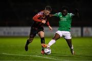9 October 2020; Andy Lyons of Bohemians in action against Henry Ochieng of Cork City during the SSE Airtricity League Premier Division match between Bohemians and Cork City at Dalymount Park in Dublin. Photo by Matt Browne/Sportsfile