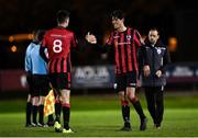 9 October 2020; Joe Manley, right, and Rob Manley of Longford Town celebrate following the SSE Airtricity League First Division match between Cabinteely and Longford Town at Stradbrook in Blackrock, Dublin. Photo by Harry Murphy/Sportsfile