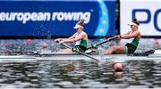 10 October 2020; Tara Hanlon and Emily Hegarty of Ireland on their way to winning the Women's Pairs Repechage event on day two of the 2020 European Rowing Championships in Poznan, Poland. Photo by Jakub Piasecki/Sportsfile