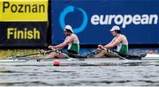 10 October 2020; Daire Lynch and Ronan Byrne of Ireland competing in the Men's Double Sculls A/B Semi-final event on day two of the 2020 European Rowing Championships in Poznan, Poland. Photo by Jakub Piasecki/Sportsfile