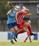 10 October 2020; Cayla Davis of Treaty United in action against Noelle Murray of Shelbourne during the Women's National League match between Treaty United and Shelbourne at Jackman Park in Limerick. Photo by Ramsey Cardy/Sportsfile