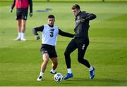 10 October 2020; Mark Travers, right, and Shane Long during a Republic of Ireland training session at the FAI National Training Centre in Abbotstown, Dublin. Photo by Stephen McCarthy/Sportsfile