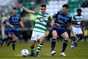 10 October 2020; Dean Williams of Shamrock Rovers II in action against Killian Cantwell of Bray Wanderers during the SSE Airtricity League First Division match between Shamrock Rovers II and Bray Wanderers at Tallaght Stadium in Dublin. Photo by Harry Murphy/Sportsfile