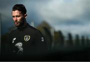 10 October 2020; Alan Browne during a television interview following a Republic of Ireland training session at the FAI National Training Centre in Abbotstown, Dublin. Photo by Stephen McCarthy/Sportsfile