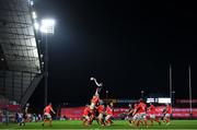 10 October 2020; Ben Toolis of Edinburgh wins possession in the lineout against Fineen Wycherley of Munster during the Guinness PRO14 match between Munster and Edinburgh at Thomond Park in Limerick. Photo by Ramsey Cardy/Sportsfile