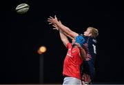 10 October 2020; Andrew Davidson of Edinburgh and Tadhg Beirne of Munster compete for possession in the lineout during the Guinness PRO14 match between Munster and Edinburgh at Thomond Park in Limerick. Photo by Ramsey Cardy/Sportsfile