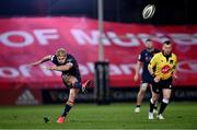 10 October 2020; Jaco van der Walt of Edinburgh kicks a penalty during the Guinness PRO14 match between Munster and Edinburgh at Thomond Park in Limerick. Photo by Ramsey Cardy/Sportsfile