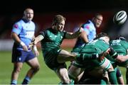 10 October 2020; Kieran Marmion of Connacht kicks the ball clear during the Guinness PRO14 match between Cardiff Blues and Connacht at Rodney Parade in Newport, Wales. Photo by Gareth Everett/Sportsfile