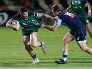 10 October 2020; Sam Arnold of Connacht is held by Kristian Dacey of Cardiff Blues during the Guinness PRO14 match between Cardiff Blues and Connacht at Rodney Parade in Newport, Wales. Photo by Gareth Everett/Sportsfile