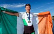 11 October 2020; Fintan McCarthy of Ireland with his bronze medal after finishing third in the Men's Lightweight Single Sculls A Final on day three of the 2020 European Rowing Championships in Poznan, Poland. Photo by Jakub Piaseki/Sportsfile