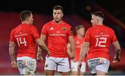 10 October 2020; Andrew Conway, left, Alex McHenry, centre, and Rory Scannell of Munster during the Guinness PRO14 match between Munster and Edinburgh at Thomond Park in Limerick. Photo by Ramsey Cardy/Sportsfile