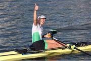 11 October 2020; Sanita Puspure of Ireland celebrates after winning the Women’s Single Sculls A Final during day three of the 2020 European Rowing Championships in Poznan, Poland. Photo by Jakub Piaseki/Sportsfile