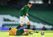 11 October 2020; Matt Doherty of Republic of Ireland in action against Ben Davies of Wales during the UEFA Nations League B match between Republic of Ireland and Wales at the Aviva Stadium in Dublin. Photo by Seb Daly/Sportsfile