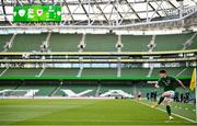11 October 2020; Robbie Brady of Republic of Ireland takes a corner during the UEFA Nations League B match between Republic of Ireland and Wales at the Aviva Stadium in Dublin. Photo by Stephen McCarthy/Sportsfile