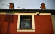 11 October 2020; A view of a window in a house on Ebor Parade an hour and a half prior to kick off of the UEFA Nations League B match between Northern Ireland and Austria at the National Football Stadium at Windsor Park in Belfast. Photo by David Fitzgerald/Sportsfile