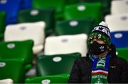 11 October 2020; A Northern Ireland supporter looks on prior to the UEFA Nations League B match between Northern Ireland and Austria at the National Football Stadium at Windsor Park in Belfast. Photo by David Fitzgerald/Sportsfile