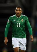11 October 2020; Josh Magennis of Northern Ireland during the UEFA Nations League B match between Northern Ireland and Austria at the National Football Stadium at Windsor Park in Belfast. Photo by David Fitzgerald/Sportsfile