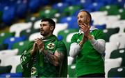 11 October 2020; Northern Ireland supporters during the UEFA Nations League B match between Northern Ireland and Austria at the National Football Stadium at Windsor Park in Belfast. Photo by David Fitzgerald/Sportsfile