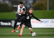 12 October 2020; Daryl Horgan is tackled by Aaron Connolly during a Republic of Ireland training session at FAI National Training Centre in Abbotstown, Dublin. Photo by Stephen McCarthy/Sportsfile