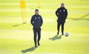 12 October 2020; Republic of Ireland manager Stephen Kenny and Ruaidhri Higgins, chief scout and opposition analyst, during a Republic of Ireland training session at the FAI National Training Centre in Abbotstown, Dublin. Photo by Stephen McCarthy/Sportsfile