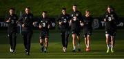 12 October 2020; Damien Doyle, Republic of Ireland head of athletic performance, leads players on a warm down run following a Republic of Ireland training session at the FAI National Training Centre in Abbotstown, Dublin. Photo by Stephen McCarthy/Sportsfile