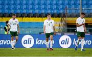 13 October 2020; Republic of Ireland players, from left, Jack Taylor, Conor Coventry and Conor Masterson react after conceding their side's second goal during the UEFA European U21 Championship Qualifier match between Italy and Republic of Ireland at Arena Garibaldi in Pisa, Italy. Photo by Roberto Bregani/Sportsfile