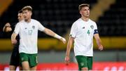 13 October 2020; Conor Masterson, right, and Nathan Collins of Republic of Ireland following the UEFA European U21 Championship Qualifier match between Italy and Republic of Ireland at Arena Garibaldi in Pisa, Italy. Photo by Roberto Bregani/Sportsfile