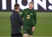 13 October 2020; Daryl Horgan of Republic of Ireland in conversation with manager Stephen Kenny during a Republic of Ireland Training Session at Helsingin Olympiastadion in Helsinki, Finland. Photo by Jussi Eskola/Sportsfile