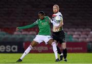 13 October 2020; Chris Shields of Dundalk in action against Deshane Dalling of Cork City during the SSE Airtricity League Premier Division match between Cork City and Dundalk at Turners Cross in Cork. Photo by Matt Browne/Sportsfile