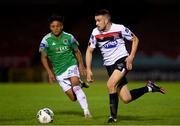 13 October 2020; Michael Duffy of Dundalk in action against Uniss Kargbo of Cork City during the SSE Airtricity League Premier Division match between Cork City and Dundalk at Turners Cross in Cork. Photo by Matt Browne/Sportsfile