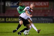 13 October 2020; Chris Shields of Dundalk in action against Deshane Dalling of Cork City during the SSE Airtricity League Premier Division match between Cork City and Dundalk at Turners Cross in Cork. Photo by Matt Browne/Sportsfile